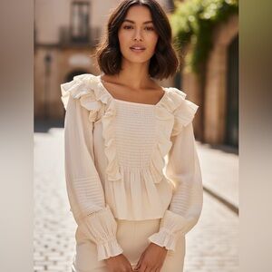 Elegant Cream Ruffle Blouse